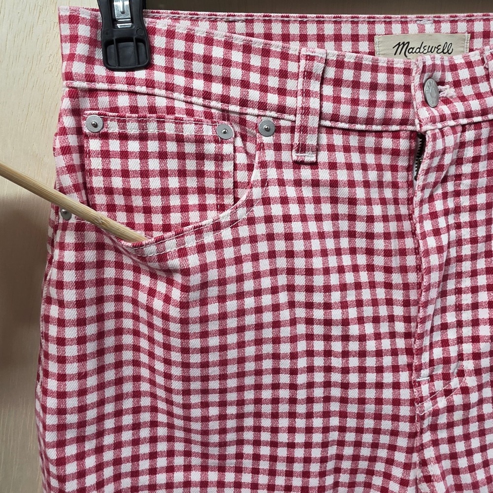 Madewell The Perfect Vintage Jean Red White Gingham Check High Rise Pants 29 - Picture 15 of 16